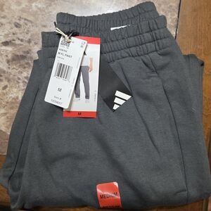 Adidas Dark Charcoal Gray Men's Fleece Jogger Pants